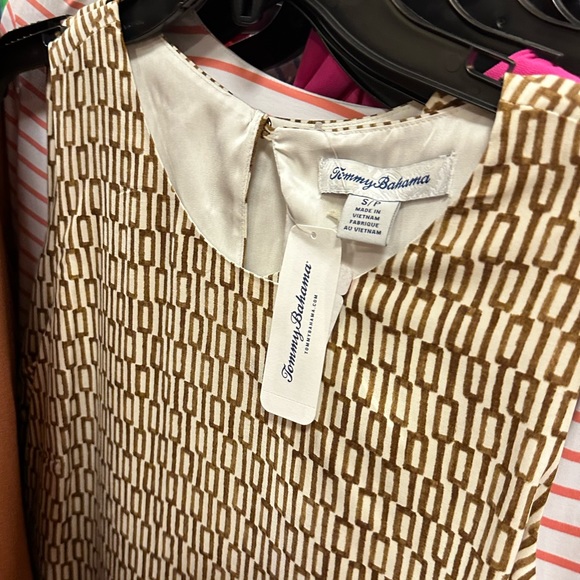 NWT TOMMY BAHAMA Island Key Geometric Print Silk Sleeveless Shift Dress - Picture 9 of 10